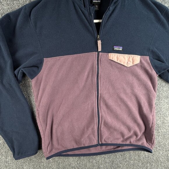 Patagonia Fleece Jacket Girls 2XL Hoodie Jacket Full Zip Snap Pocket Purple Soft - Picture 3 of 12